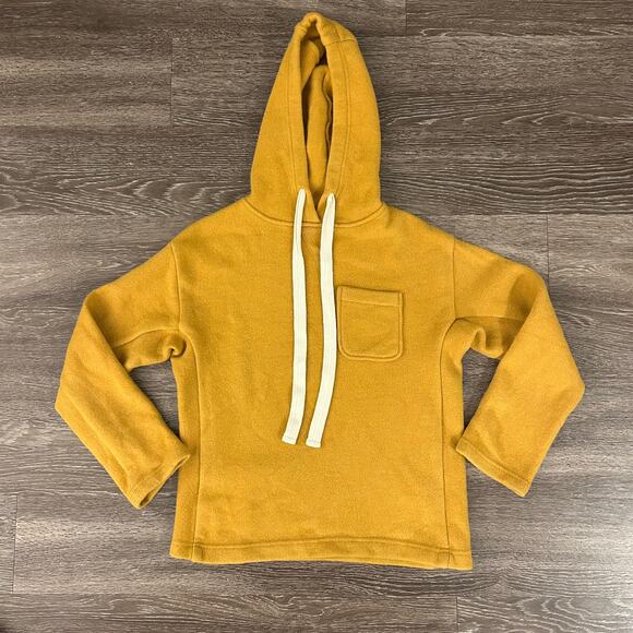 Alex Mill Boiled Wool 100% Merino Hoodie Sweater Mustard Yellow Cozy Classic EUC - Picture 7 of 14